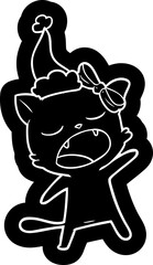 cartoon icon of a singing cat wearing santa hat