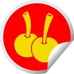 quirky circular peeling sticker cartoon cherries