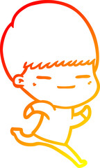 warm gradient line drawing cartoon smug boy