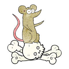 textured cartoon rat on bones