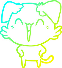 cold gradient line drawing happy little dog cartoon