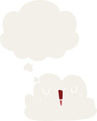 cute cartoon cloud and thought bubble in retro style
