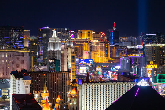Las Vegas, United States - November 24, 2022: A picture of the Las Vegas Strip at night.