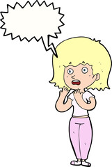 cartoon shocked woman with speech bubble