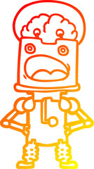 warm gradient line drawing cartoon robot