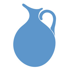 Vintage blue water jug silhouette, flat style, isolated on white, icon