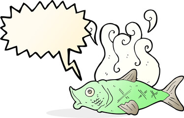 cartoon smelly fish with speech bubble