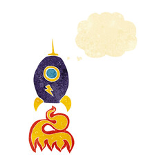 cartoon spaceship with thought bubble