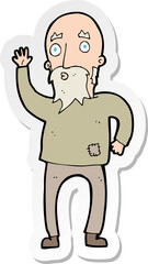 Fototapeta na wymiar sticker of a cartoon old man waving