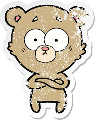 Obraz na płótnie Canvas distressed sticker of a surprised bear cartoon