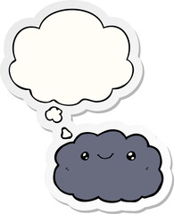 cartoon cloud and thought bubble as a printed sticker