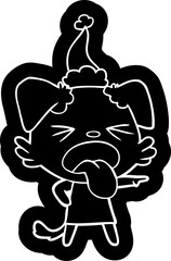 Fototapeta na wymiar cartoon icon of a disgusted dog wearing santa hat