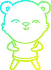cold gradient line drawing happy cartoon bear