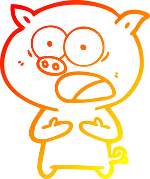 recommend clip art: warm gradient line drawing cartoon pig shouting