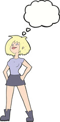 cartoon capable woman with thought bubble