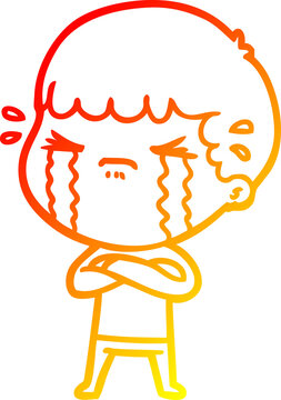 recommend clip art: warm gradient line drawing cartoon man crying