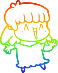 rainbow gradient line drawing cartoon woman