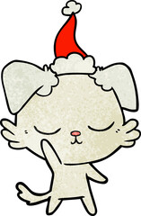 cute textured cartoon of a dog wearing santa hat