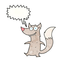 speech bubble textured cartoon little wolf