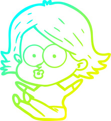 cold gradient line drawing cartoon girl pouting
