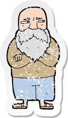 retro distressed sticker of a cartoon old man