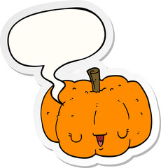 cartoon pumpkin and speech bubble sticker