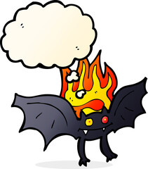 cartoon vampire bat with thought bubble