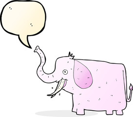 cartoon happy elephant with speech bubble