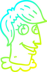 cold gradient line drawing cartoon human head