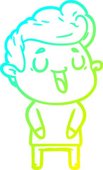 Obraz premium cold gradient line drawing happy cartoon man