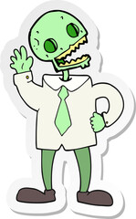 sticker of a cartoon zombie businessman