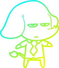 cold gradient line drawing annoyed cartoon elephant