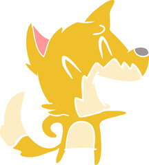 laughing fox flat color style cartoon