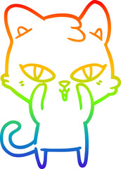 rainbow gradient line drawing cartoon cat