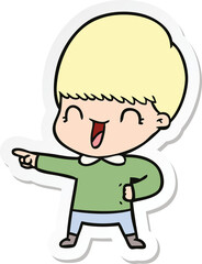 sticker of a happy cartoon boy