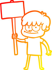 warm gradient line drawing happy cartoon man