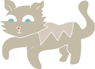 flat color illustration of a cartoon cat