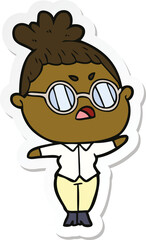 sticker of a cartoon annoyed woman