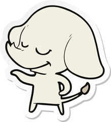 sticker of a cartoon smiling elephant