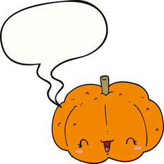 cartoon pumpkin and speech bubble