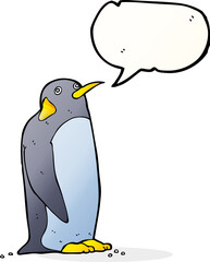 cartoon penguin with speech bubble