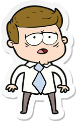 sticker of a cartoon tired man