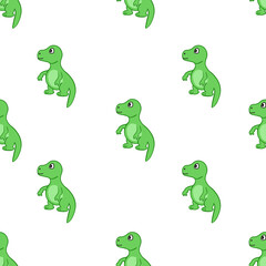 Pattern with cute green dinosaur 