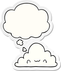 cute cartoon cloud and thought bubble as a printed sticker