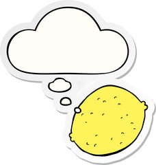 cartoon lemon and thought bubble as a printed sticker