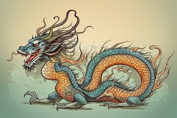 Fototapeta premium traditional dragon illustration, ai generative