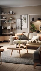 Fototapeta na wymiar modern living room - generative ai