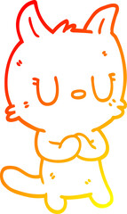 warm gradient line drawing cartoon happy cat