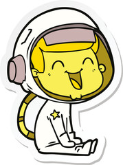sticker of a happy cartoon astronaut