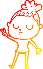warm gradient line drawing cartoon calm woman